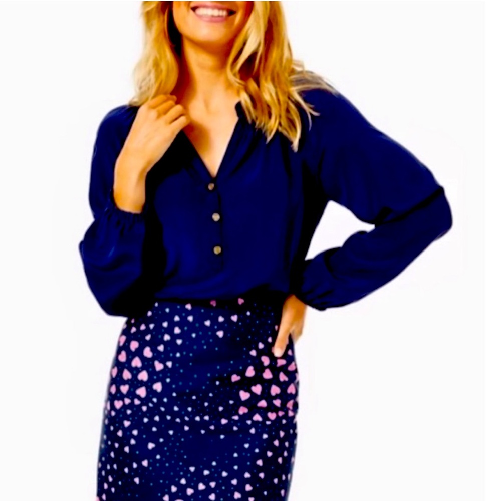 NWT Lilly Pulitzer Adler Skirt True Navy Heart Jacquard sz 6
